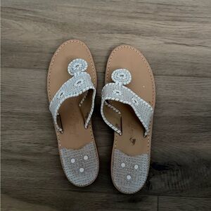 Jack Rogers White Woven Sandals